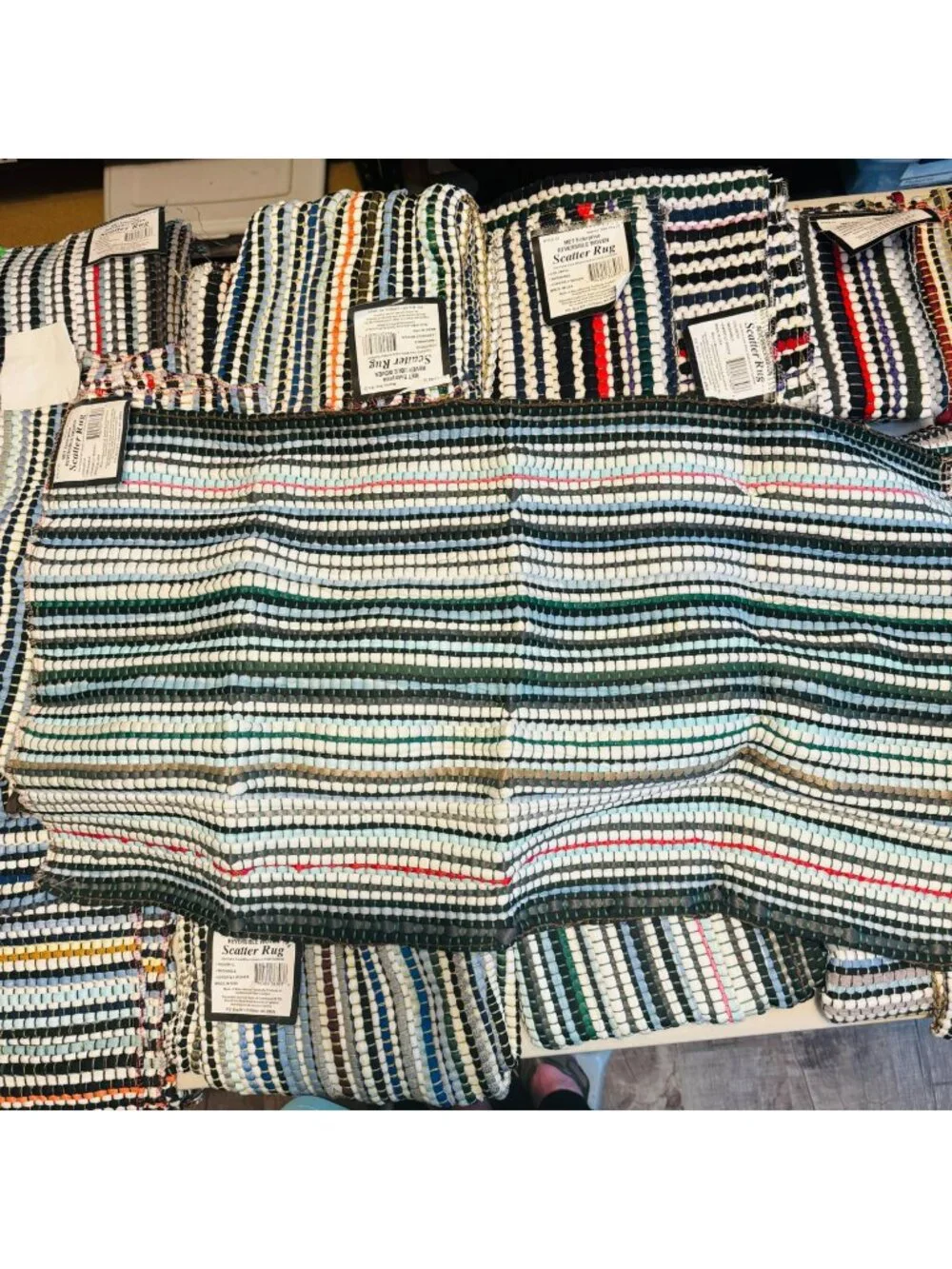 Reversible Woven Scatter Rug Colorful & Washable Approx. 19